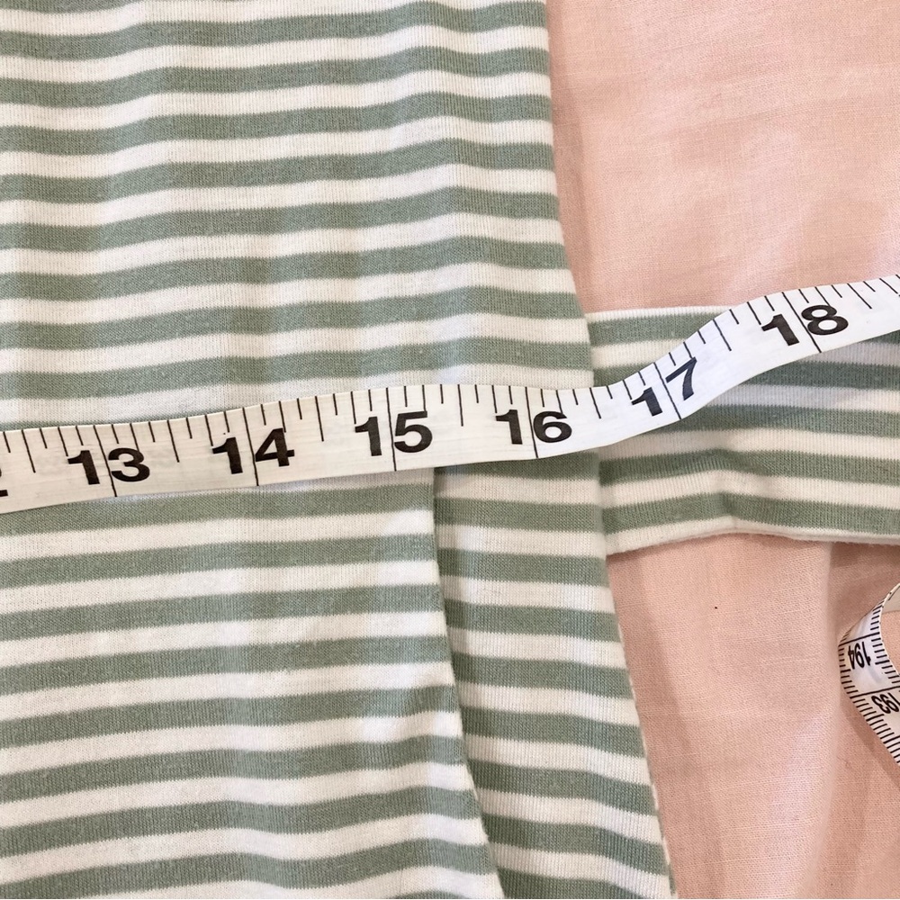 Striped T-shirt dress green and white with pockets Merokeety summer casual - Picture 14 of 14